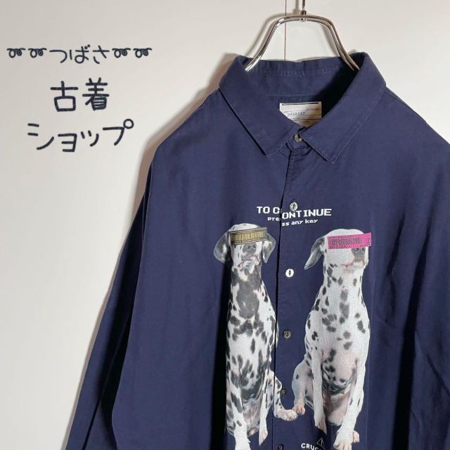 カラー紺【入手困難モデル】SHAREEFダルメシアンオーバーサイズシャツ紺プリント.