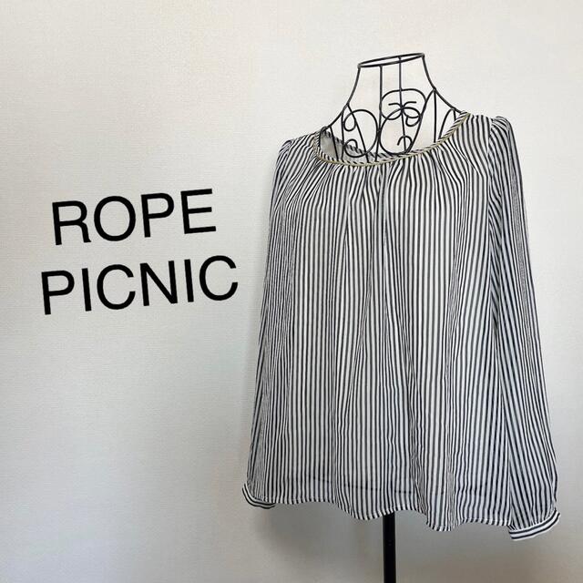 Rope' Picnic(ロペピクニック)のロペピクニック ✽ ブラウス ストライプ シフォン　38   Mサイズ レディースのトップス(シャツ/ブラウス(長袖/七分))の商品写真