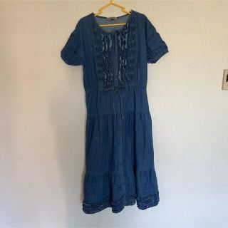 アメリヴィンテージ(Ameri VINTAGE)の✧̣̇💙 デニム生地フリルワンピース 💙✧̣̇(ロングワンピース/マキシワンピース)