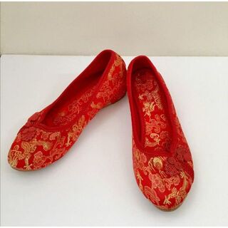 フラットシューズ　ぺたんこ靴　アジアン　中国風　23.0cm(バレエシューズ)