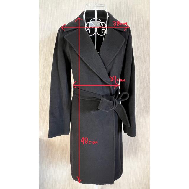 M-premier(エムプルミエ)のMプルミエブラック カシミヤ入 ロングコート サイズ38 レディースのジャケット/アウター(ロングコート)の商品写真