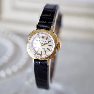 ロレックス(ROLEX)のOH済・美品✨ロレックス K18YG 金無垢 カットガラス時計✨オメガ エルメス(腕時計)