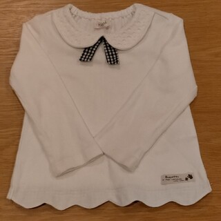 ビケット(Biquette)の女の子 90 カットソー 長袖 白 チェック ビケット スカラップ(Tシャツ/カットソー)