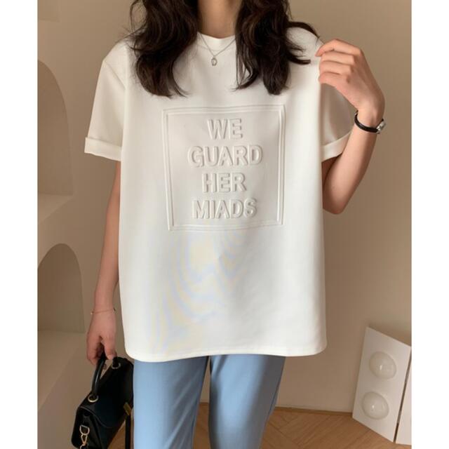 ABITOKYO(アビトーキョー)の発泡ロゴ入り クルーネック Tシャツ カットソー レディースのトップス(Tシャツ(半袖/袖なし))の商品写真