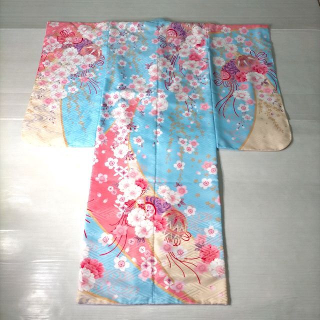 七五三 753 着物 七歳 四つ身着物 水色地友禅柄 新品 送料込み 七五三 753 着物 七歳 四つ身着物 水色地友禅柄 新品 送料込み