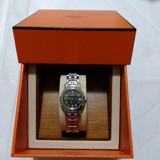 保障できる】 Hermes エルメス クリッパー(グレー)☆電池交換済