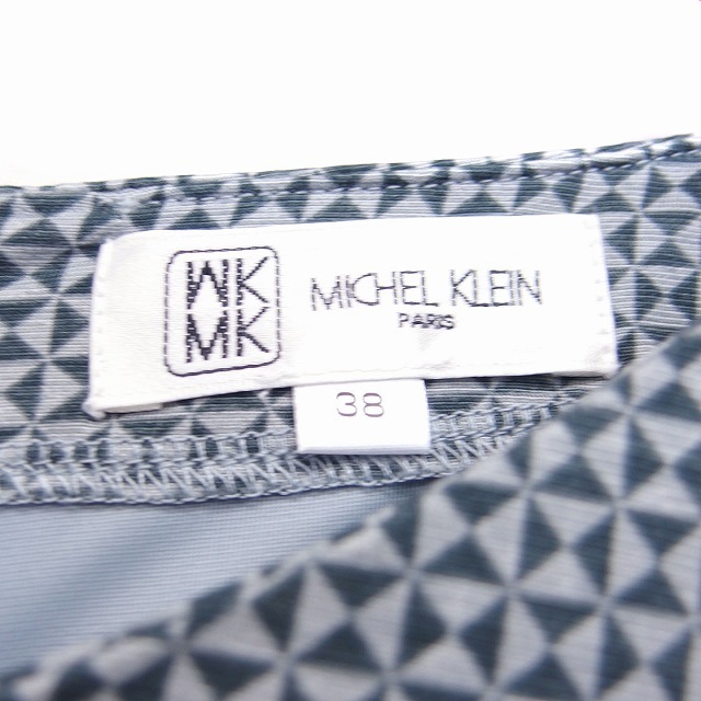 MK MICHEL KLEIN(エムケーミッシェルクラン)のエムケー ミッシェルクラン ワンピース 長袖 ロング Vネック 総柄 38 レディースのワンピース(ロングワンピース/マキシワンピース)の商品写真