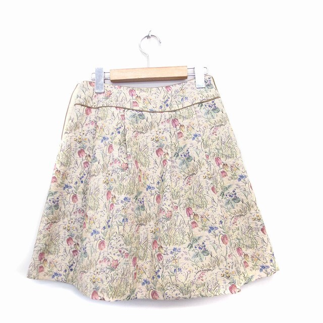 Lois CRAYON(ロイスクレヨン)のロイスクレヨン スカート フレア ミニ 花柄 M アイボリー 白 /KT1 レディースのスカート(ミニスカート)の商品写真