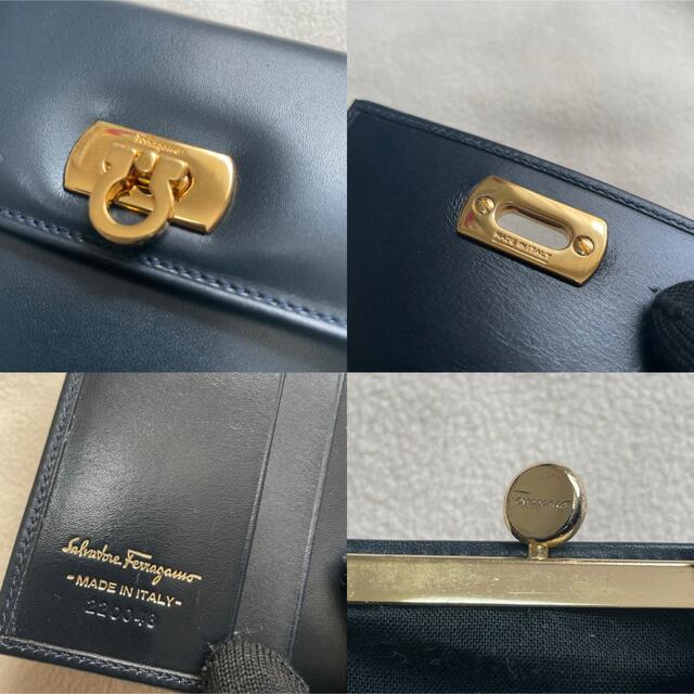 Salvatore Ferragamo(サルヴァトーレフェラガモ)の超美品 Salvatore Ferragamo フェラガモ 折り財布 ブラック レディースのファッション小物(財布)の商品写真