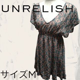 アンレリッシュ(UNRELISH)のアンレリッシュ　UNRELISH 総柄　半袖ワンピース　サイズM(ひざ丈ワンピース)