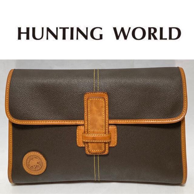 HUNTING WORLD(ハンティングワールド)のHUNTING WORLD　クラッチバッグ　革　レザー　セカンドバッグ　オールド メンズのバッグ(セカンドバッグ/クラッチバッグ)の商品写真