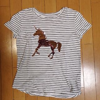 ギャップキッズ(GAP Kids)の【150】GAP　スパンコールTシャツ　ストライプユニコーン(Tシャツ/カットソー)