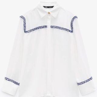 ザラ(ZARA)のZARA コントラストテクスチャーシャツ Sサイズ(シャツ/ブラウス(長袖/七分))