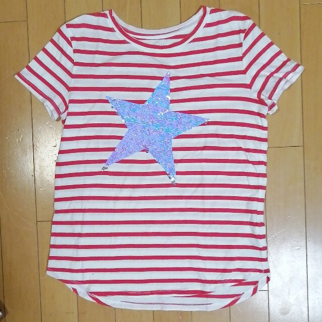 GAP Kids(ギャップキッズ)の【150】GAP　スパンコールTシャツ　赤ストライプ　スター キッズ/ベビー/マタニティのキッズ服女の子用(90cm~)(Tシャツ/カットソー)の商品写真