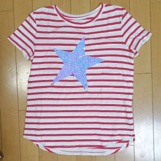 ギャップキッズ(GAP Kids)の【150】GAP　スパンコールTシャツ　赤ストライプ　スター(Tシャツ/カットソー)