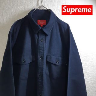 シュプリーム(Supreme)の【人気】Supreme / シュプリーム 肉厚 長袖 シャツ ネイビー L(シャツ)