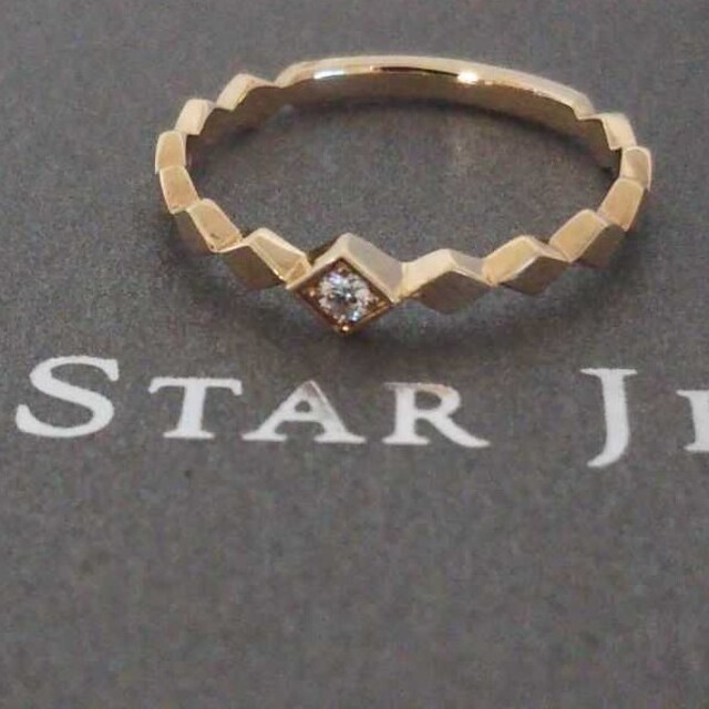 STAR JEWELRY(スタージュエリー)のスタージュエリー K10 ダイヤモンド リング 9号 スクエア スタック 美品 レディースのアクセサリー(リング(指輪))の商品写真