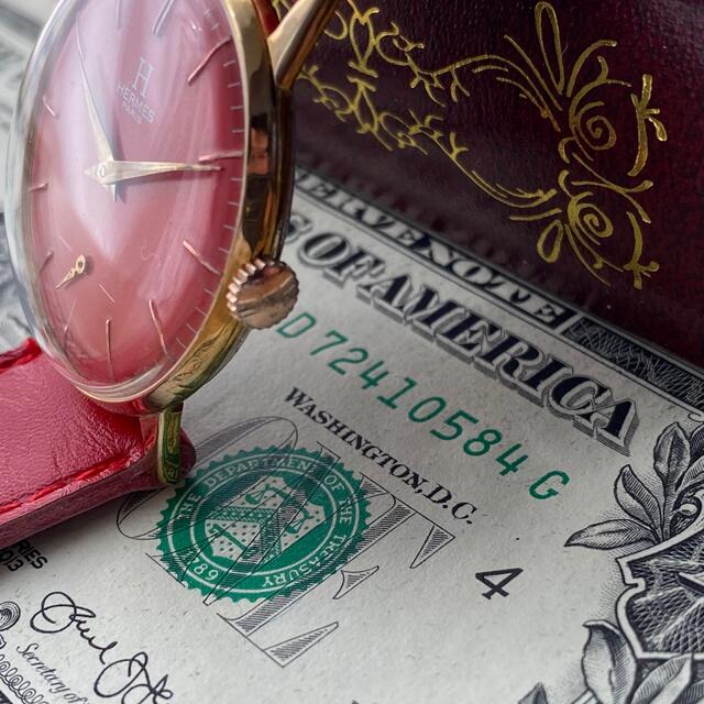 情熱の赤】OH済 HERMES PARIS エルメス 14KGP 腕時計 ショッピング販促