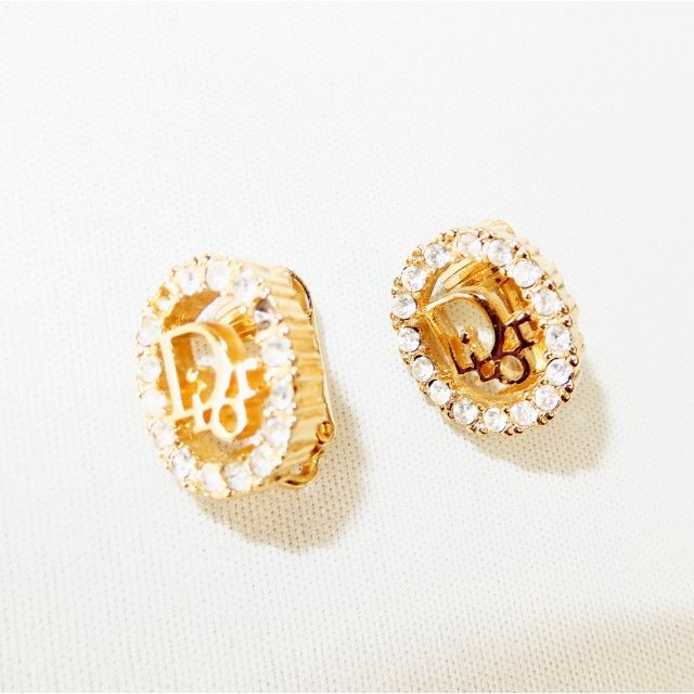 イヤリング ChristianDior イヤリング ラインストーン 金色