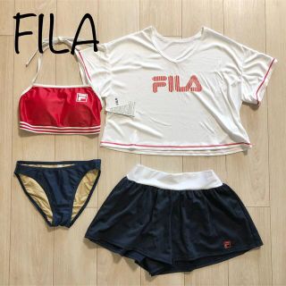 フィラ(FILA)の新品 FILA フィラ 水着 4点セット ビキニ ショートパンツ RD XS(水着)