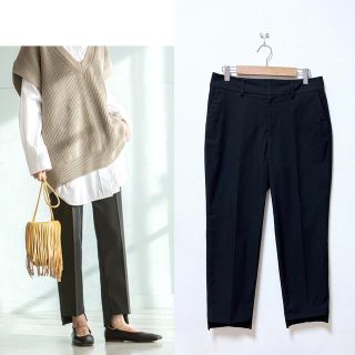 NOBLE 定番人気♪21SSピーチタッチツイルステップヘムパンツ 黒 40