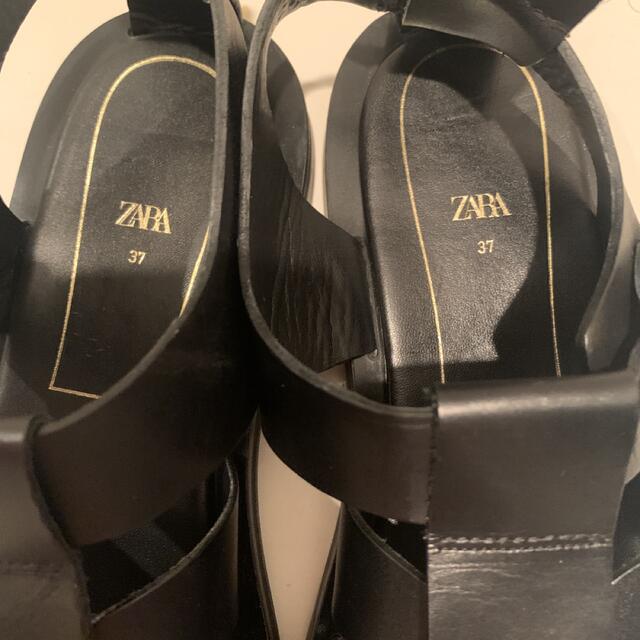 ZARA(ザラ)のフラットレザーケージサンダル　37 レディースの靴/シューズ(サンダル)の商品写真