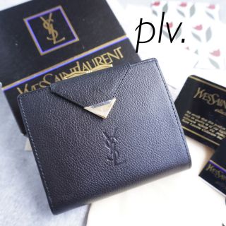 サンローラン(Saint Laurent)の未使用箱付き イヴサンローラン  型押し×三角プレート がま口財布(財布)