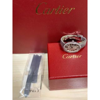 カルティエ(Cartier)の【新品】定番！　カルティエ　ベニュワール　SM用　時計　ベルト　ブラック　カーフ(腕時計)