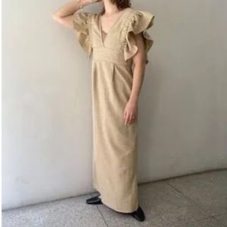 トゥデイフル(TODAYFUL)のi_am v neck frill ops (ロングワンピース/マキシワンピース)