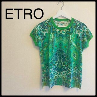 ETRO - ETRO エトロ　ペーズリー　Tシャツ　46 大きいサイズ　綿　グリーン