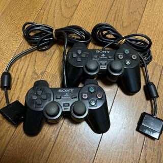 プレイステーション2(PlayStation2)のPS2 純正 コントローラー　DUALSHOCK 2 黒　ブラック　2個セット(家庭用ゲーム機本体)