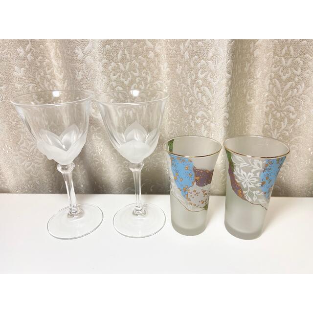 グラス 4個セット（ワイングラス&日本酒用グラス） インテリア/住まい/日用品のキッチン/食器(グラス/カップ)の商品写真