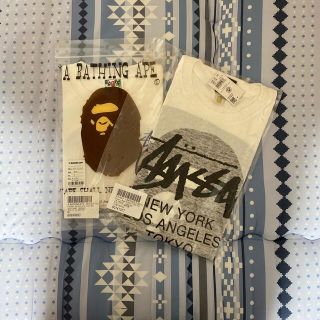 アベイシングエイプ(A BATHING APE)のbape stussy Mサイズ　2枚セット(Tシャツ/カットソー(七分/長袖))