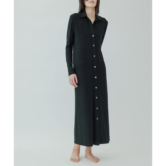 Silk jersey collar dress/Black レディースのワンピース(ロングワンピース/マキシワンピース)の商品写真