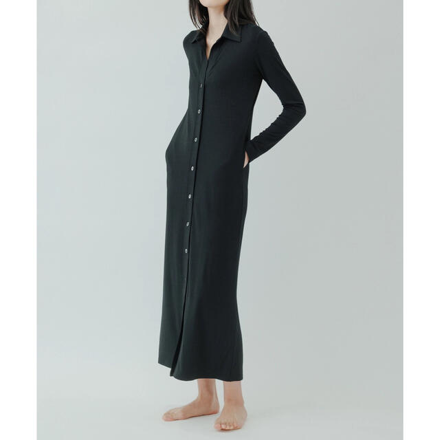 Silk jersey collar dress/Black レディースのワンピース(ロングワンピース/マキシワンピース)の商品写真