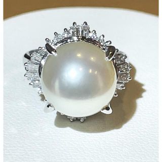 ☆Pt900 パール12.25mm&ダイヤ付きリング 鑑別書☆(リング(指輪))