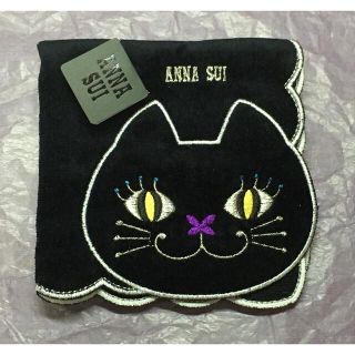 アナスイ(ANNA SUI)のレア♪【新品】アナスイ タオルハンカチ ネコ☆黒 ブラック(ハンカチ)