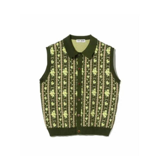 TTT_MSW 22SS Flower Jacquard knit vest L