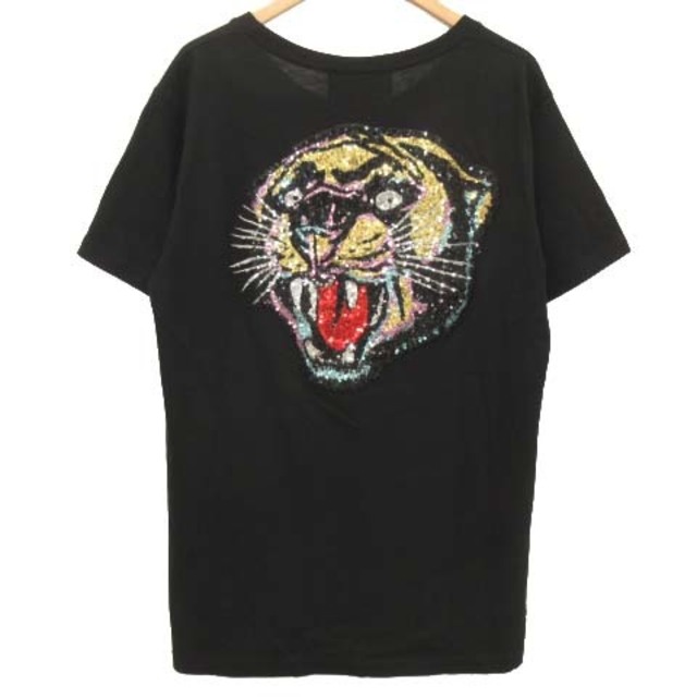 Gucci(グッチ)のグッチ ロゴ Tシャツ スパンコール タイガー 半袖 カットソー 38 ブラック レディースのトップス(Tシャツ(半袖/袖なし))の商品写真