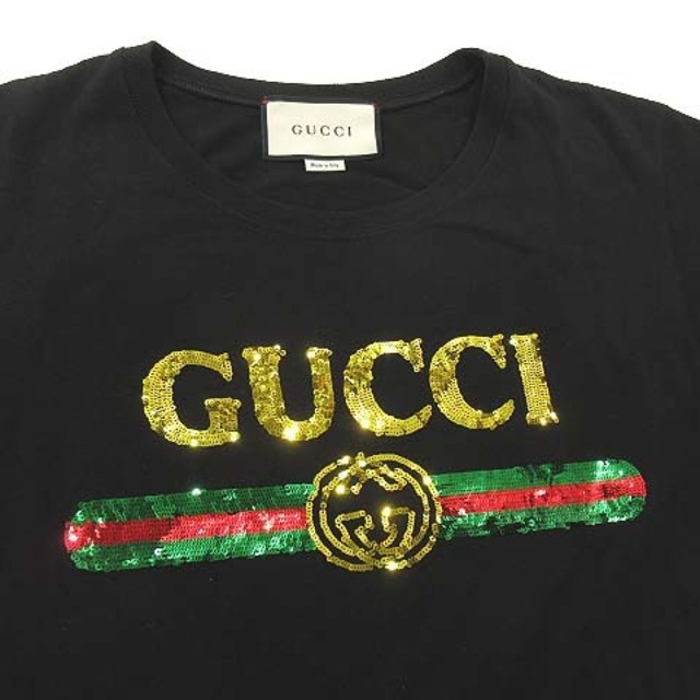 Gucci(グッチ)のグッチ ロゴ Tシャツ スパンコール タイガー 半袖 カットソー 38 ブラック レディースのトップス(Tシャツ(半袖/袖なし))の商品写真