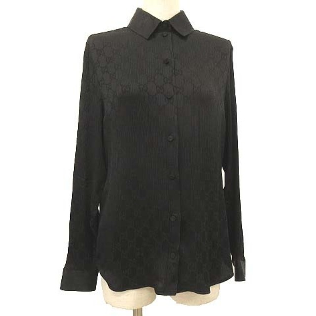 G - グッチ 19-20AW GG クレープデシンシャツ プリーツ ブラウス 38の