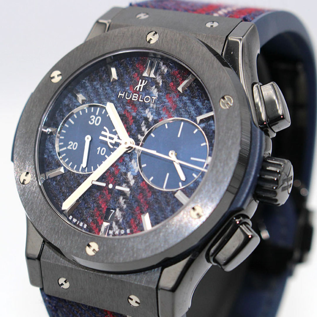 ウブロ HUBLOT クラシック・フュージョン イタリアインディペンデント セラミックタータン 521.CM.2703.NR.ITI17 ルビナッチ ファブリック文字盤 ブラックセラミック/ラバーストラップ 自動巻き メンズ 腕時計