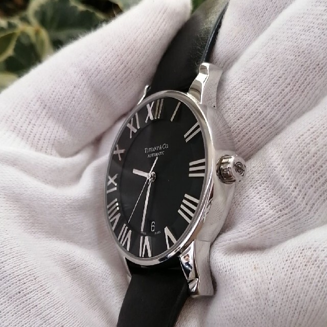 ティファニー アトラスドーム　腕時計　自動巻き 裏スケルトン　メンズ　美品　黒