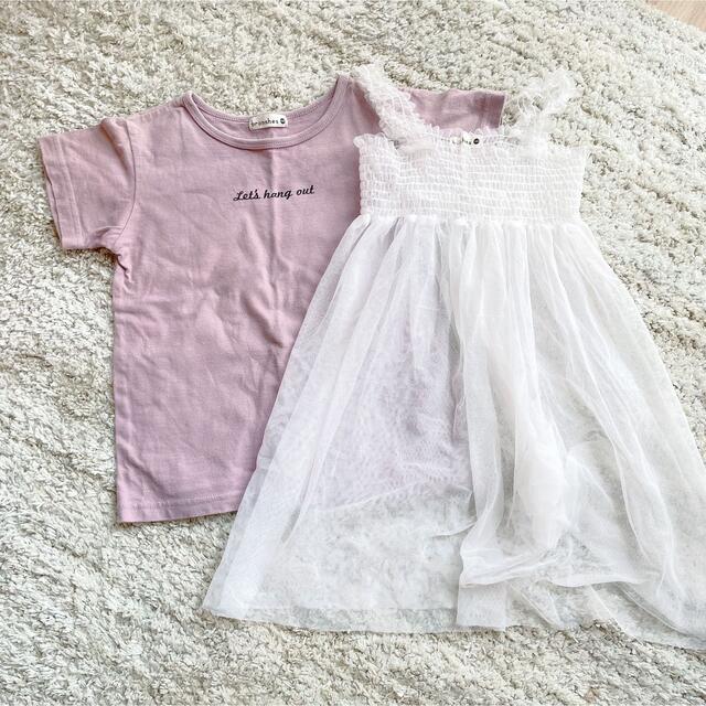 Branshes(ブランシェス)のチュールキャミ＋ロゴTセット 120cm キッズ/ベビー/マタニティのキッズ服女の子用(90cm~)(Tシャツ/カットソー)の商品写真