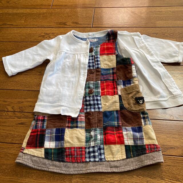 mikihouse(ミキハウス)の女児ジャンバースカート キッズ/ベビー/マタニティのキッズ服女の子用(90cm~)(スカート)の商品写真