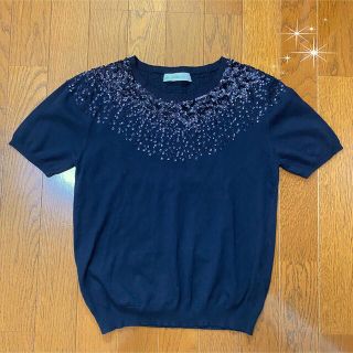 ザラ(ZARA)の【美品】ZARA ビーズ サマーニット(カットソー(半袖/袖なし))