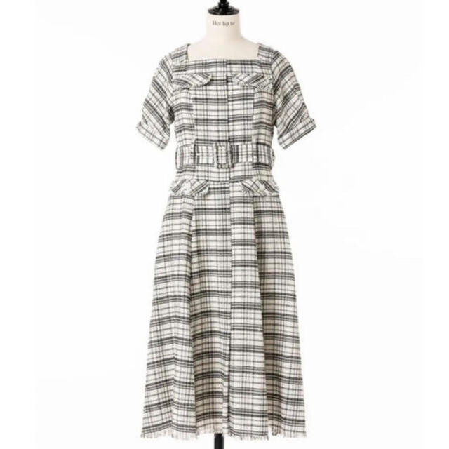 Classic Tweed Belted Dress M ホワイト　試着のみ