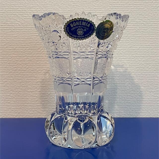 BOHEMIA Cristal(ボヘミア クリスタル)のボヘミアングラス　フラワーベース　花瓶　カットクリスタル　チェコスロバキア インテリア/住まい/日用品のインテリア小物(花瓶)の商品写真