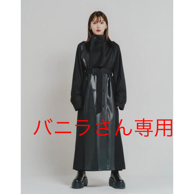 トレンチコート【leann】leather combination trench coat