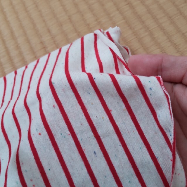 綿ボーダー(赤)カラーネップ薄手ニット生地 146cm幅 1.5m ハンドメイドの素材/材料(生地/糸)の商品写真